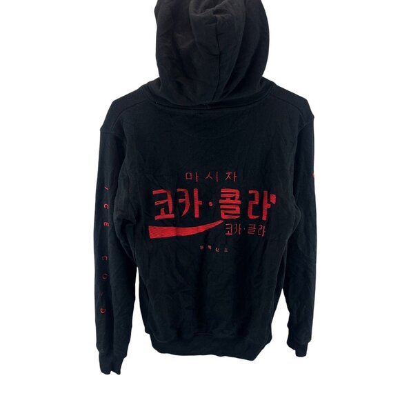 Coca-Cola Black Hoodie Korean Text Design Hooded Drawstring M Grunge Streetwear - Picture 3 of 12